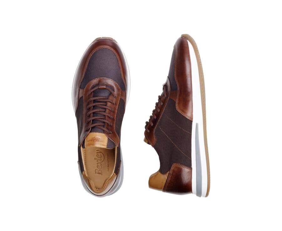 Sneakers homme Chocolat et Cuir Châtaigne Foncé Patiné - NIRRANDA II