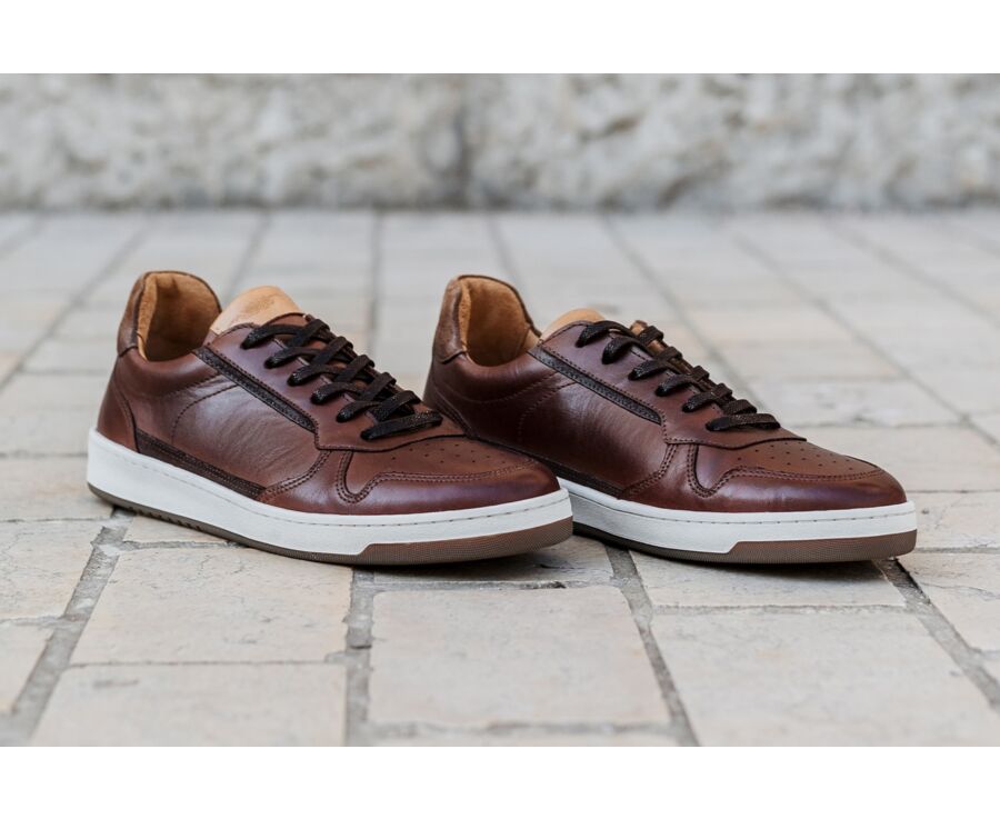 Sneakers cuir homme Chocolat Patiné - KOLORA