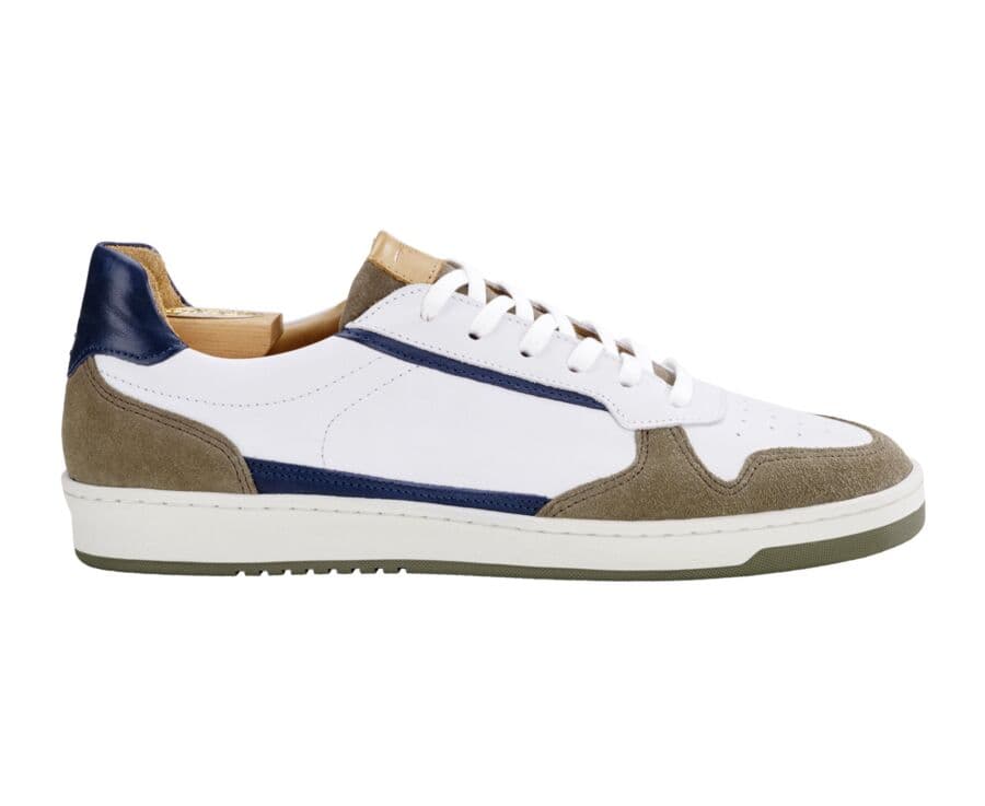 Sneakers cuir homme Kaki Blanc et Navy - KOLORA