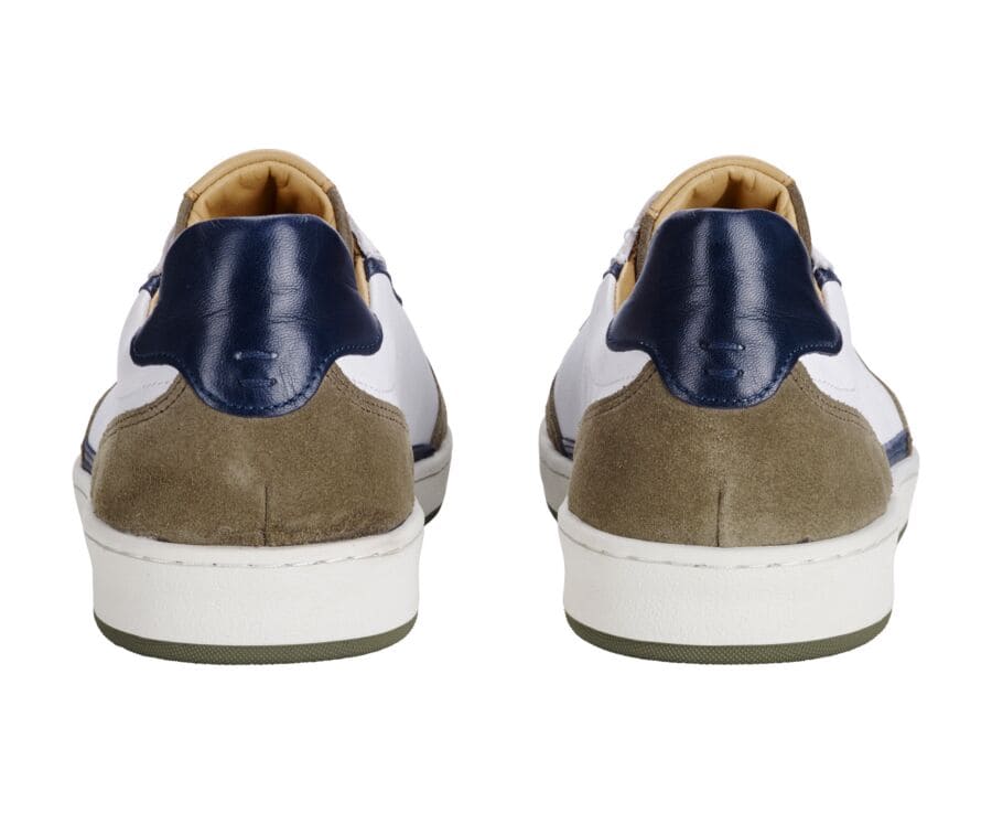 Sneakers cuir homme Kaki Blanc et Navy - KOLORA