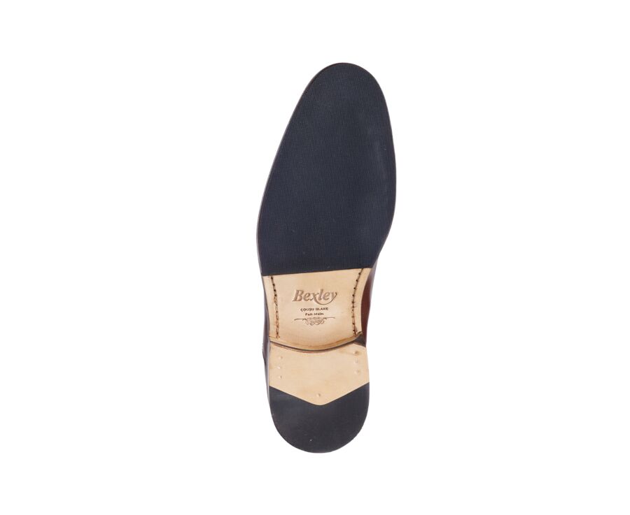 Richelieu homme Chocolat Patiné semelle cuir avec patin - GRAKLEY