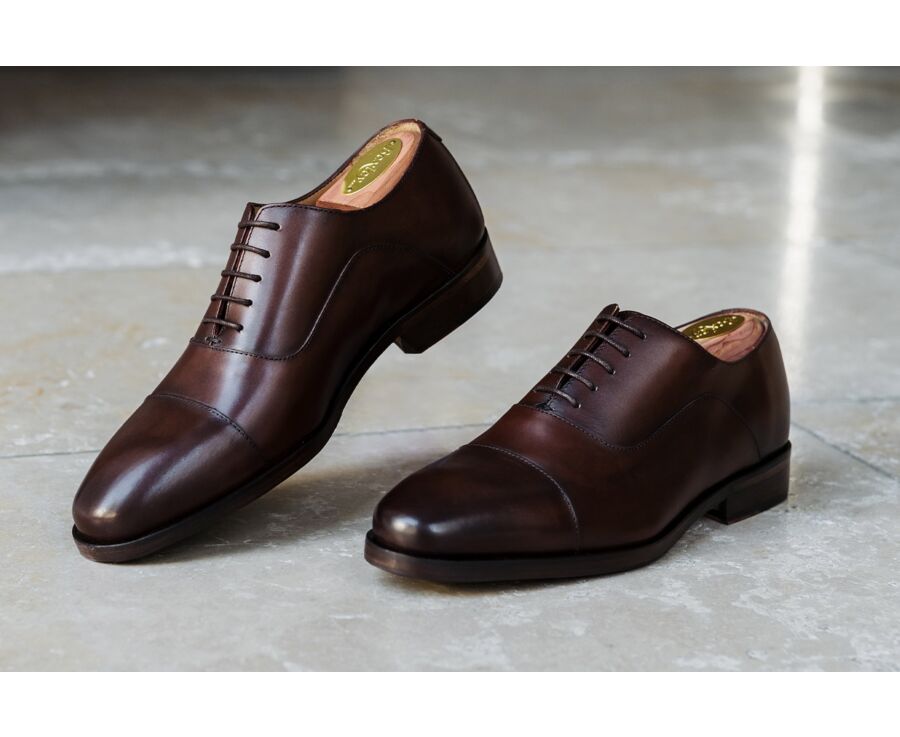 Richelieu homme Chocolat Patiné semelle cuir avec patin - GRAKLEY