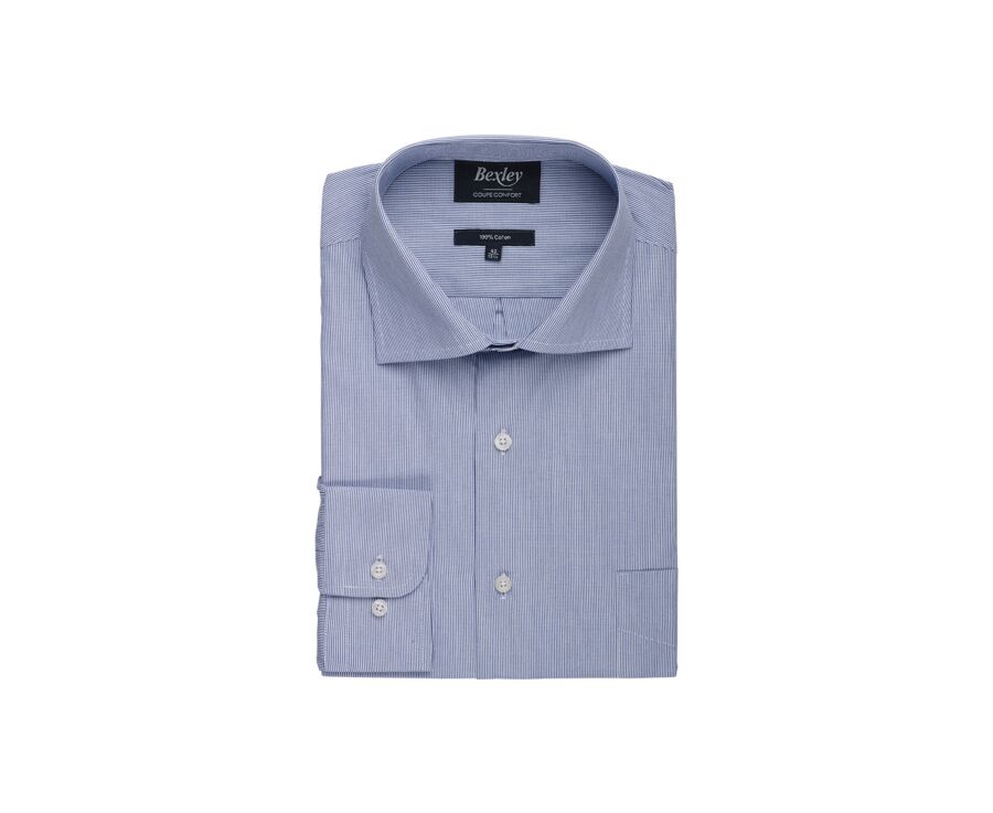 Chemise bleue à rayures blanches  - FULVIO