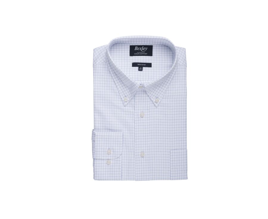 Chemise homme blanche à carreaux bleu pour homme - DALLEN