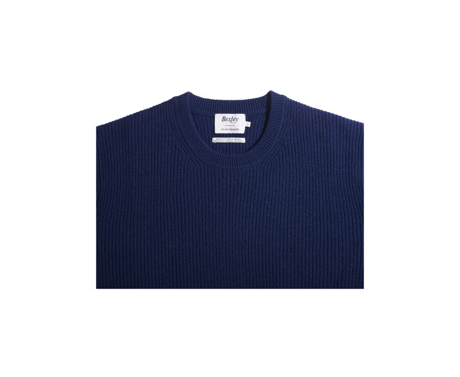 Pull laine Col rond homme Navy - COLTAN