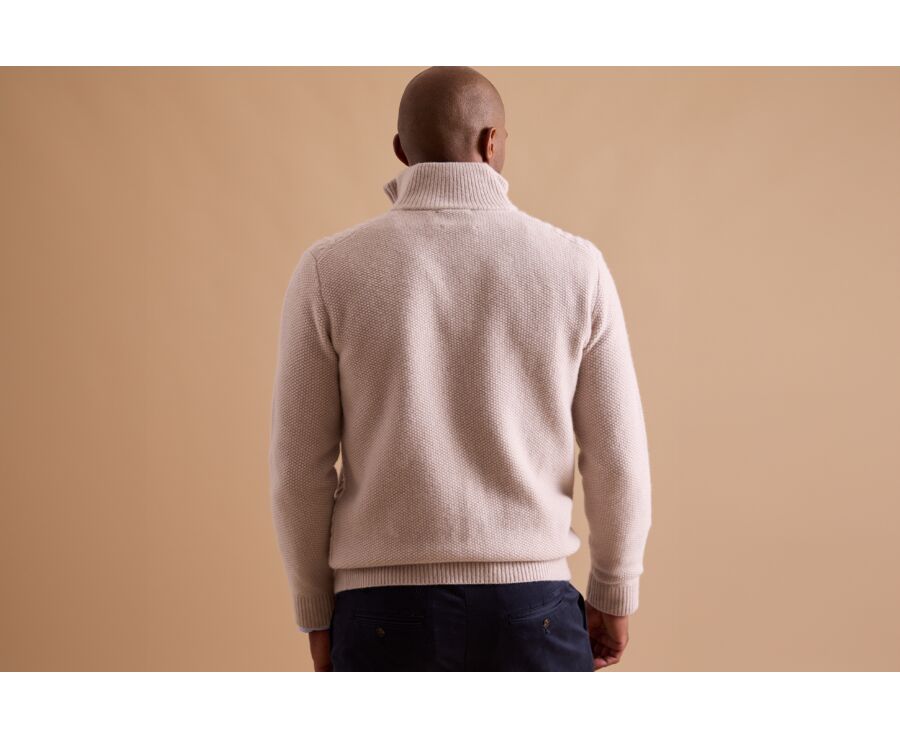 Pull col zippé homme laine Beige Clair - KENLEY