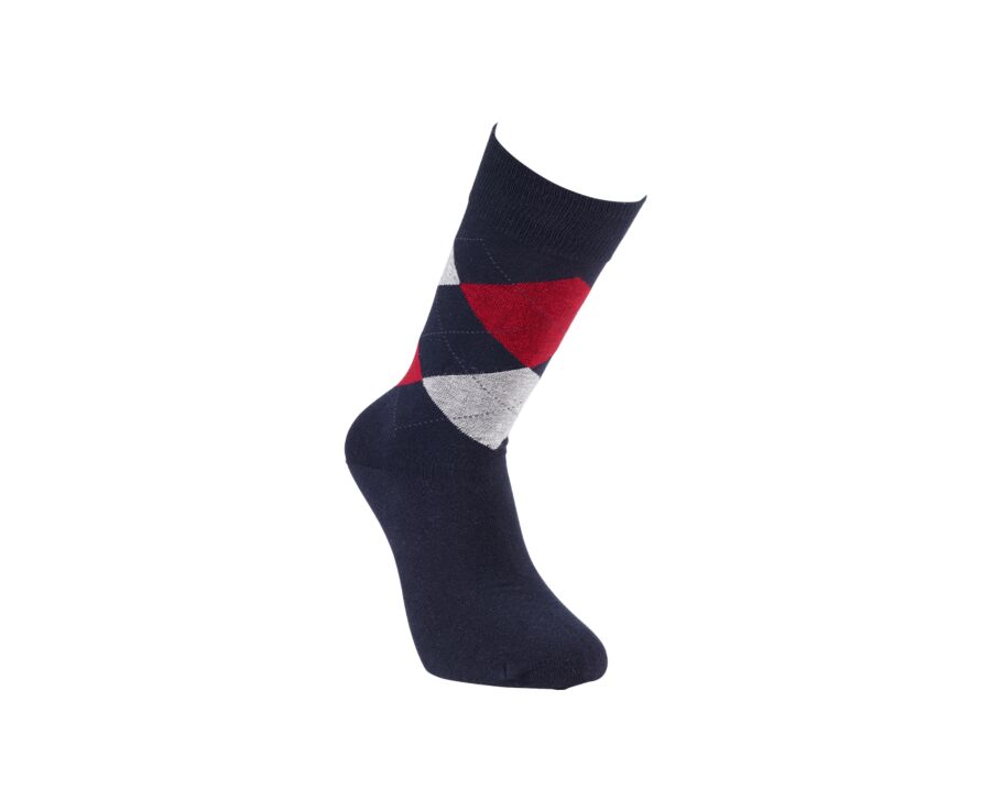 Chaussettes épaisses coton motif à losanges Marine et Rouge