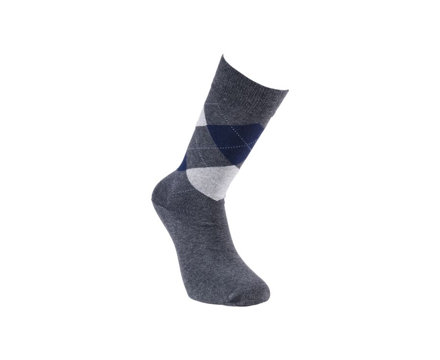 Chaussettes épaisses coton motif à losanges Gris Anthracite et Bleu