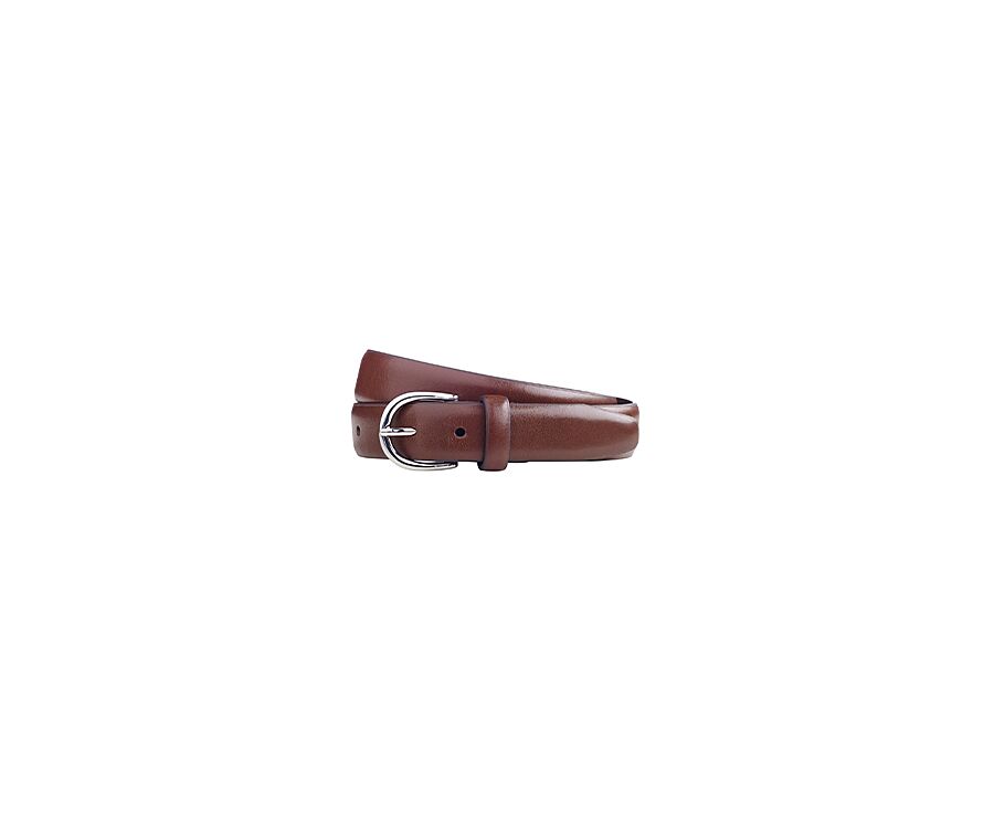 Ceinture pour homme en cuir Cognac Patiné - SANDGATE SILVER