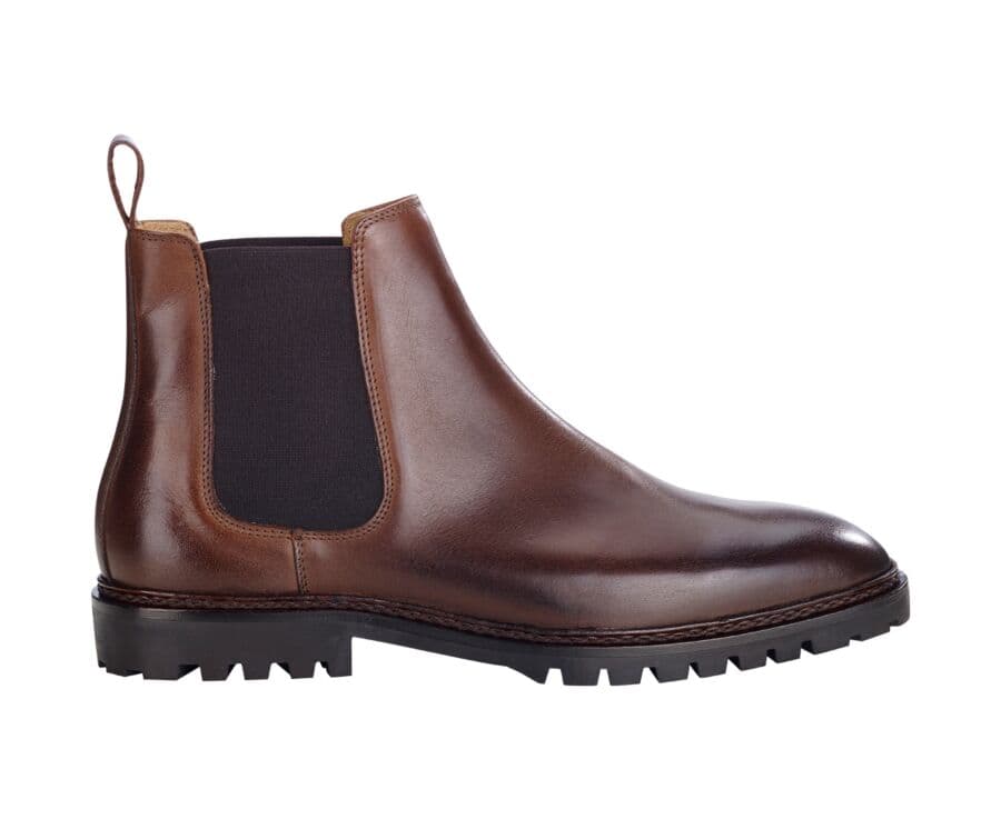 Chelsea boots homme Chocolat Patiné  - WALTERSTON GOMME