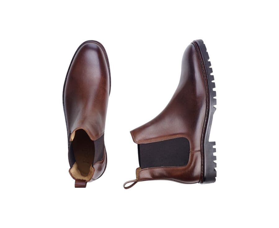 Chelsea boots homme Chocolat Patiné  - WALTERSTON GOMME