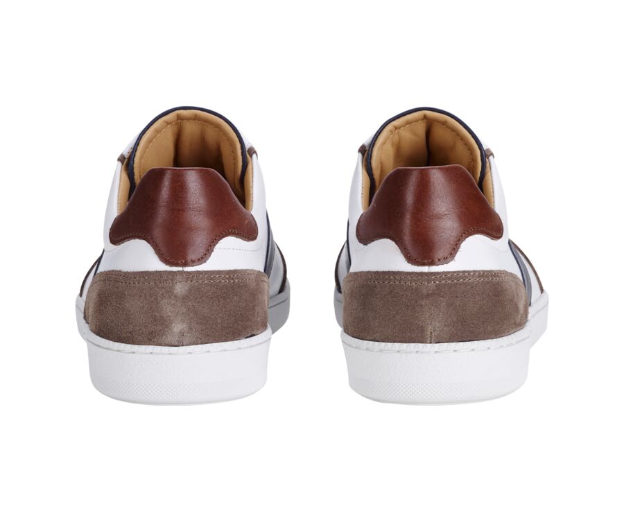 Sneakers cuir homme Blanc Chocolat & Navy - BALLAARA