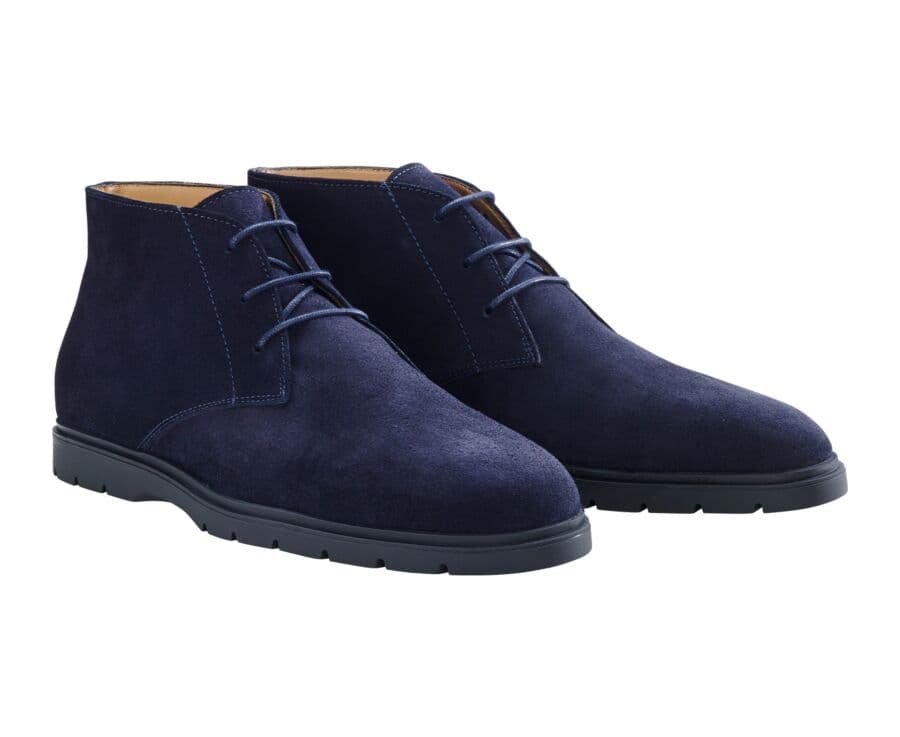 Bottines casual homme Velours Marine - NORA