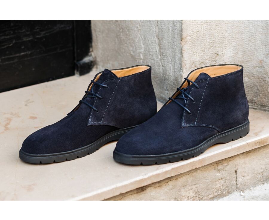 Bottines casual homme Velours Marine - NORA