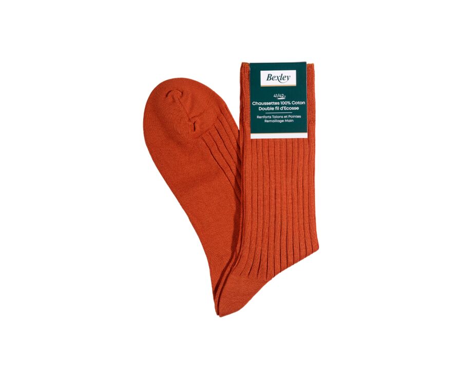 Chaussettes ville homme fil d’Écosse Ambre