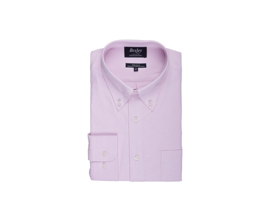 Chemise Rose Clair Oxford à poche - Col américain - HAROLD