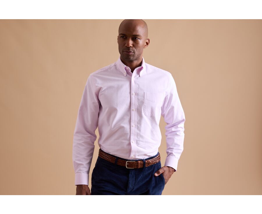 Chemise Rose Clair Oxford à poche - Col américain - HAROLD