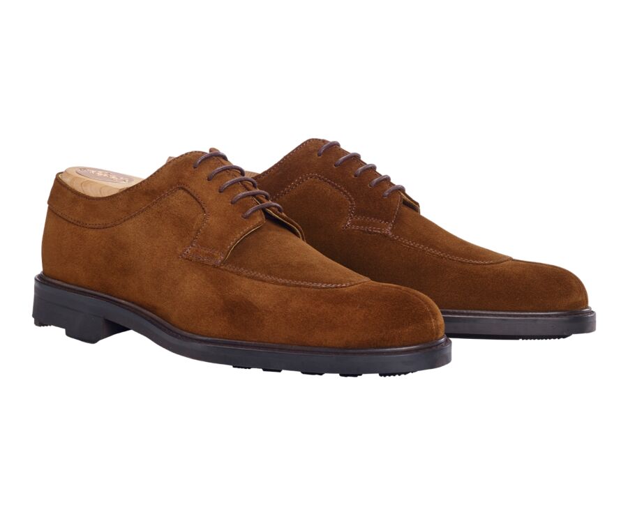 Derbies homme Velours Havane semelle gomme - KENT GOMME COUNTRY