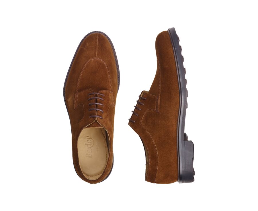 Derbies homme Velours Havane semelle gomme - KENT GOMME COUNTRY