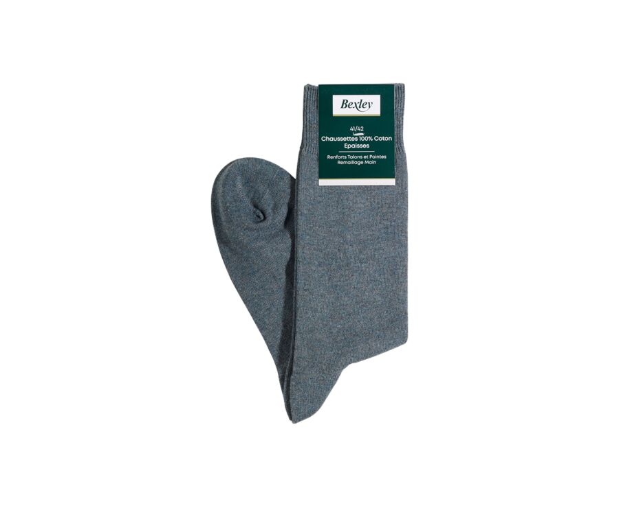 Chaussettes homme épaisses coton Vert chiné