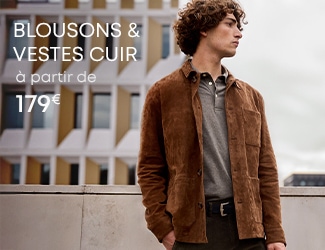 Homme portant une veste en cuir marron