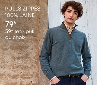 Pull col zippé laine