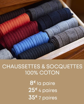 Chaussettes et socquettes homme 100% coton