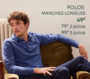 Homme portant un polo rouge manches longues