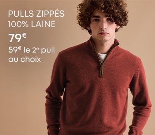 Pull zippé rouge en laine